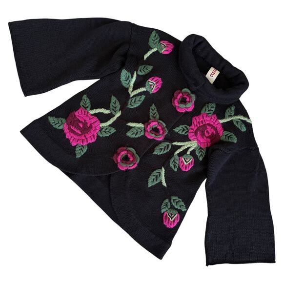 Kenzo Défilé Embroidered Floral Cardigan EU Chic Dark Feminine Whimsigoth knit - Picture 10 of 12
